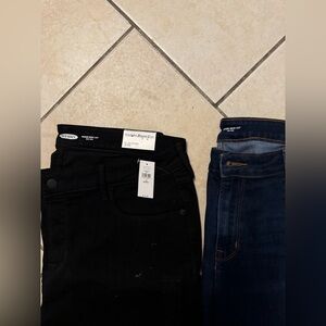 2 Old Navy Black and Dark Blue Boot-Cut Jeans (black-new 16short/ blue-used 16R)